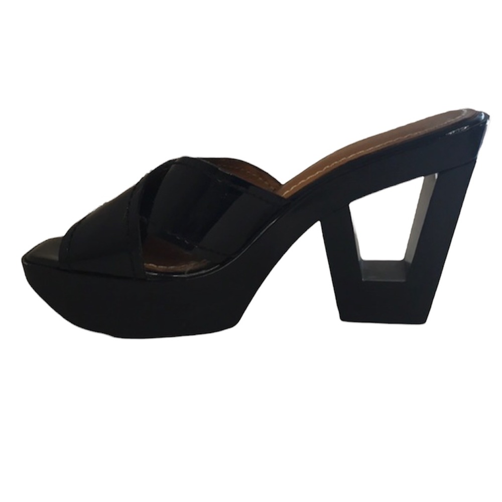 KORS Michael Kors Black Patent Platform Mule Sandals - Picture 3 of 12